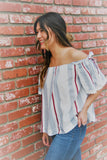 NWT Theory Off The Shoulder Striped Top-Size Petite
