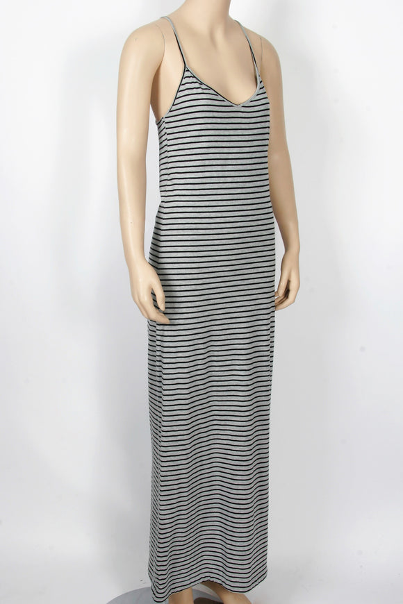 Forever 21 Gray Striped Maxi Dress-Size Small