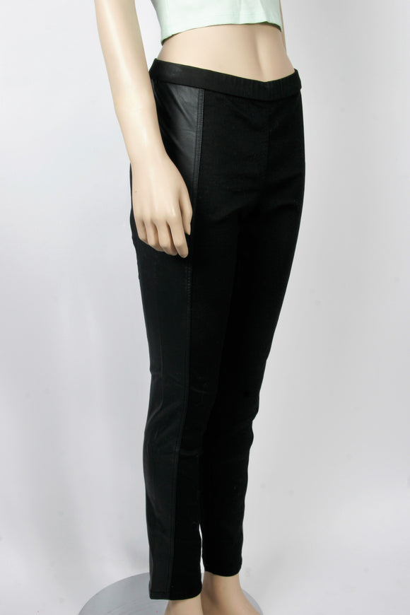 H&M Black Pleather Side Panel Pants-Size 8