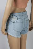 H&M Light Denim Frayed Shorts-Size 4