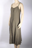New York & Co. Linen Olive Button Up Midi Dress-Size 4