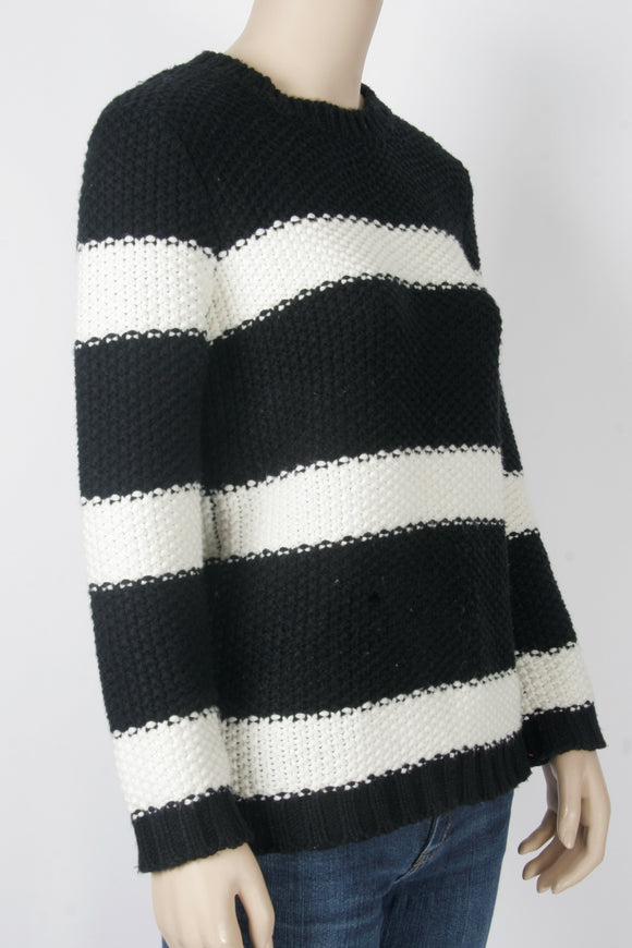 Forever 21 Black & Cream Striped Sweater-Size Small