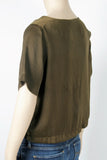 Forever 21 Satiny Olive Crop Top-Size Small