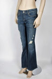 Arden B Distressed, Stretch, Low Rise Flare Jeans-Size 4