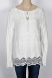 NWT White House Black Market Crochet Lace Trimmed Sweater-Size Small