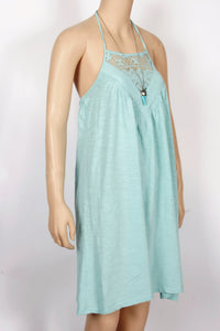 NWT Roxy Aqua Lace Inset Halter Dress-Size Small