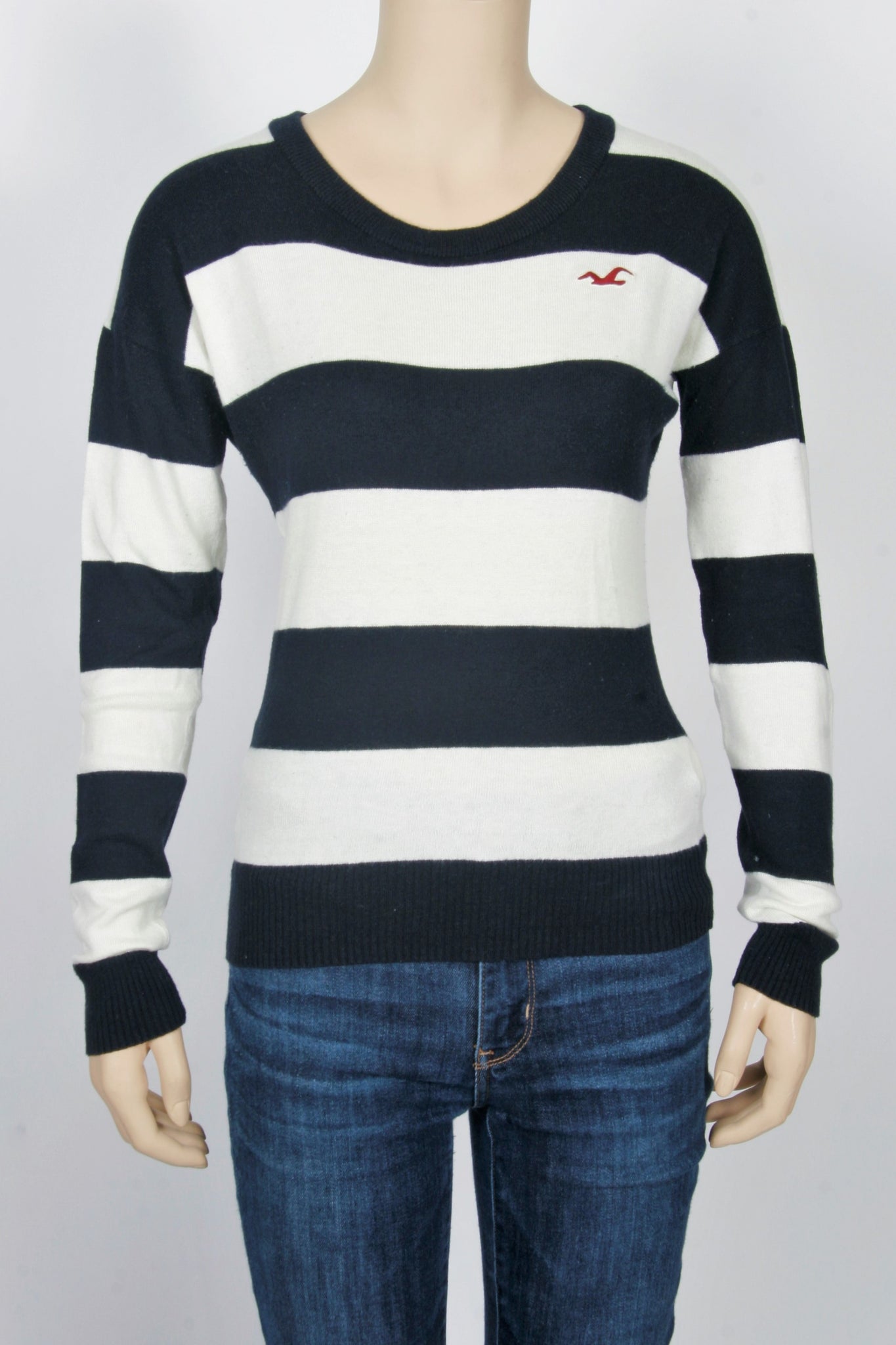 Hollister Cream & Black Striped Sweater-Size Small – Second Bite
