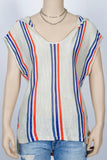 Say What Striped Sleeveless Hoodie Poncho-Size Large