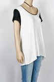 Forever 21 Faux Leather Sleeve Tee-Size Medium