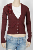 NWOT Hollister Maroon Cropped Cardigan-Size Small