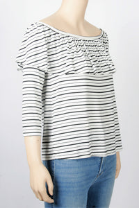 NWT American Eagle Off The Shoulder Striped Tee-Size Medium
