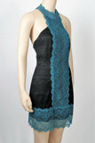 NWT Free People Black/Blue "Natasha" Lace Trim Bodycon Casual Dress-Size Small