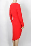NWT H&M Ruched Red Midi Dress-Size Small