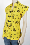 Vintage Handmade Yellow Asian Style Top-Size Small