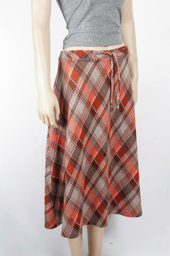 Vintage 1970's Plaid Midi Skirt-Size 14