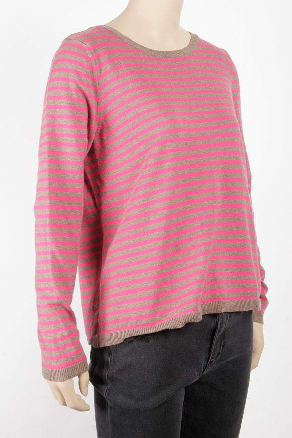 H&M Striped Hot Pink Sweater-Size Small