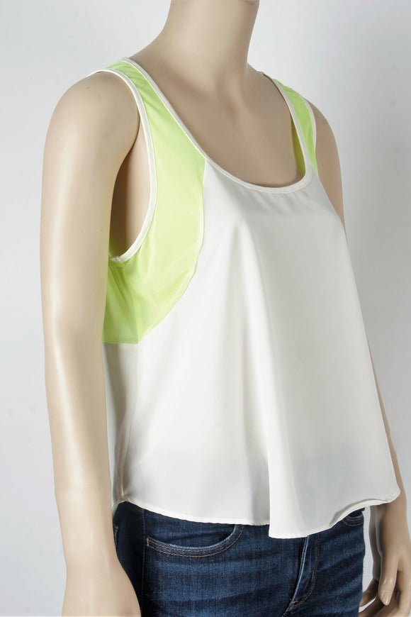 Forever 21 White & Neon Sleeveless Top-Size Small