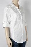 Harve Benard White Button Up Short Sleeve Top-Size Small