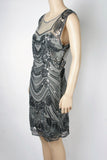 NWT Unique Vintage Gray Flapper Dress-Size Small