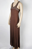 Anama Studded Brown Maxi Dress-Size Small