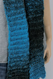 Black & Blue Thin Crocheted Scarf
