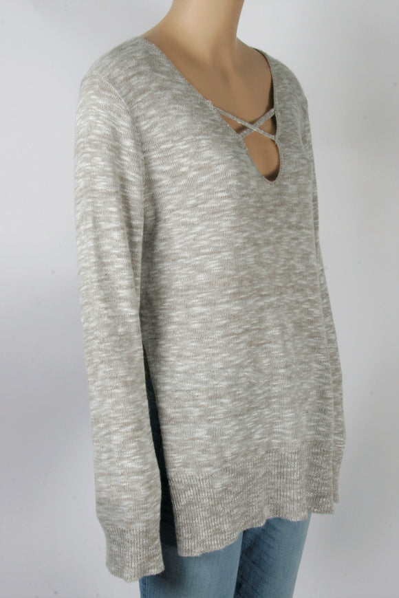 Miami Marled Gray V-Neck Sweater-Size Medium
