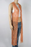 Peach Crochet Vest-One Size