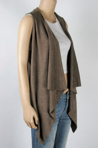 Wild Cat Faux Suede Waterfall Vest-Size Large