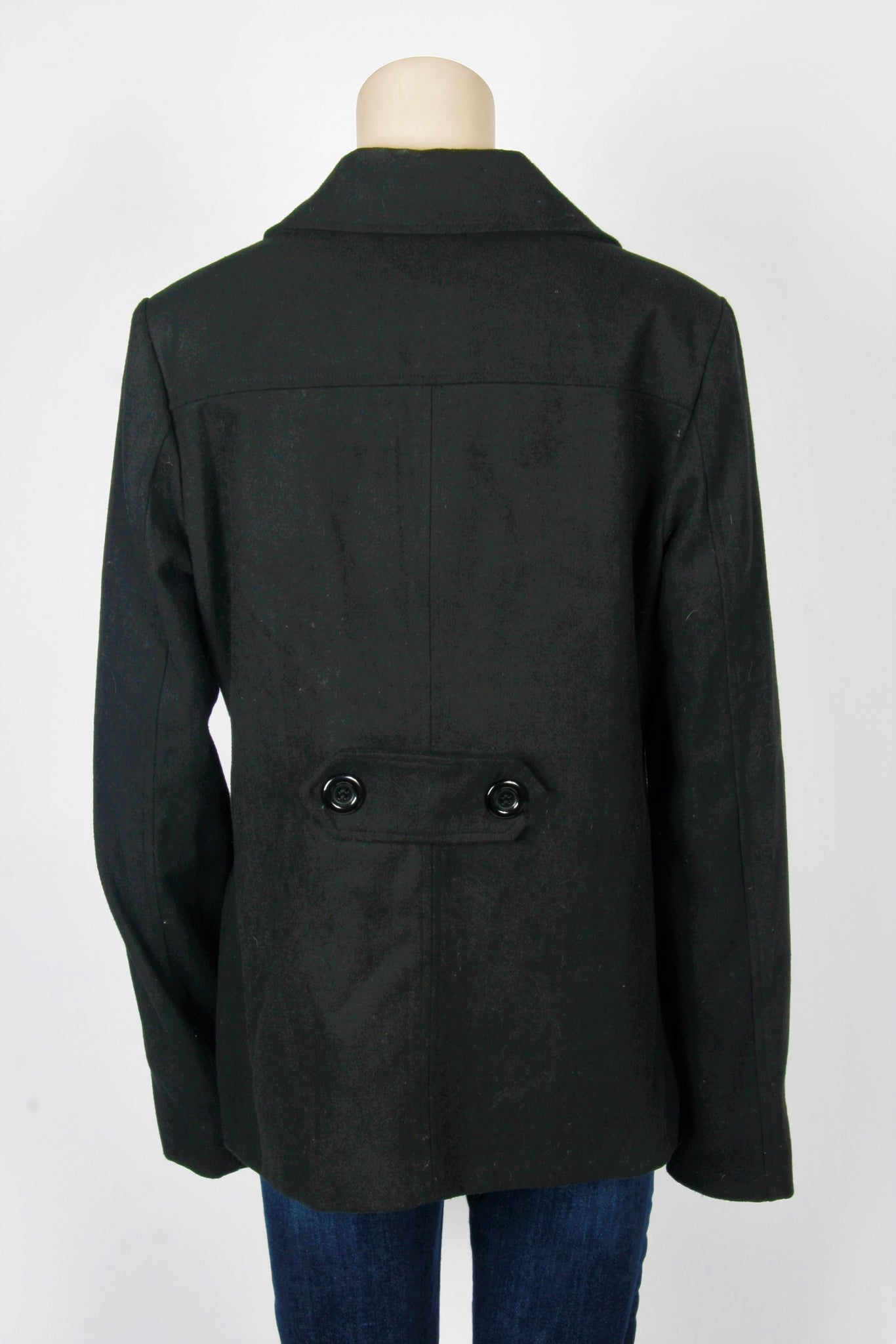 NWOT Ambiance Apparel Black Peacoat-Size Large – Second Bite