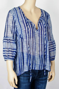 Forever 21 Blue & White Tie Dye Print Blouse-Size Small