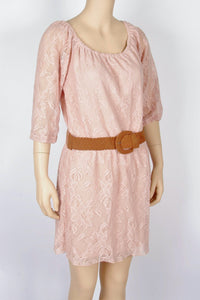 NWOT Delia's Dusty Pink Belted Lace Dress-Size Small