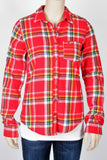 Hollister Red Plaid Flannel Shirt-Size Small