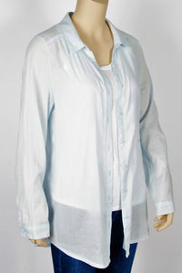 Divided by H&M Pastel Blue Cotton Button Up Blouse-Size 8