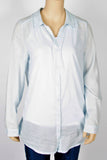 Divided by H&M Pastel Blue Cotton Button Up Blouse-Size 8