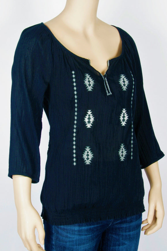 Old Navy Black Embroidered Top-Size Small