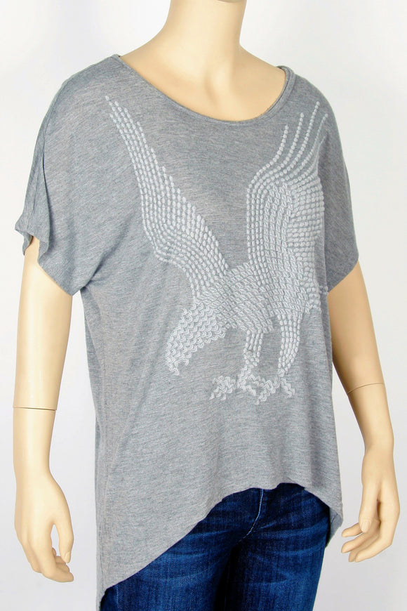 H&M Oversized Gray Eagle Embroidered Tee-Size Small