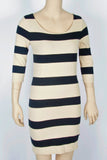 Forever 21 Tan & Black Striped Bodycon Dress-Size Small