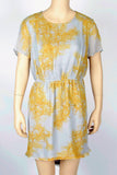 NWT Winter Kate Gray & Yellow Silk Chiffon High-Low Dress-Size Small