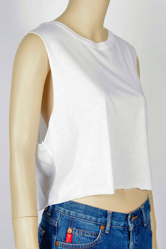 NWOT Divided by H&M White Cropped Tee-Size Small