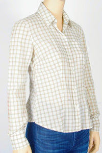 American Eagle Outfitters White Plaid Shirt-Size 0