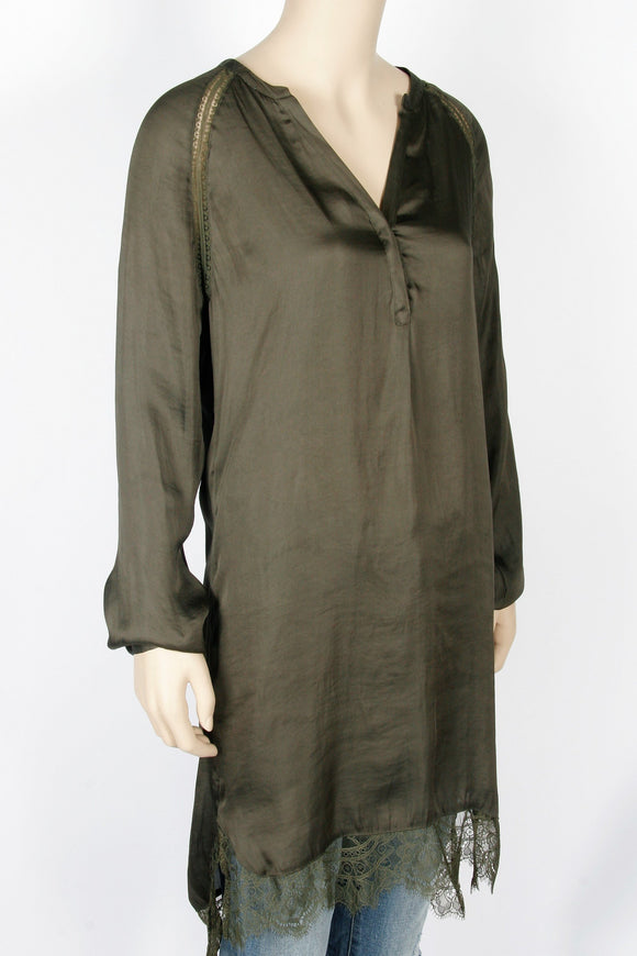 NWT H&M Olive Green Satin Tunic-Size 6