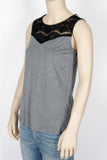 NWOT H&M Gray Tank Top with Black Lace-Size Small