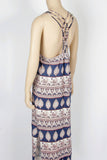NWOT Forever 21 Navy & Maroon Print Maxi Dress-Size Small