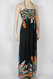 Forever 21 Feather Print Chiffon Maxi Dress-Size Small