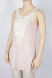 NWOT Eyeshadow Heathered Pink Tank with Crochet Bodice-Size X-Small